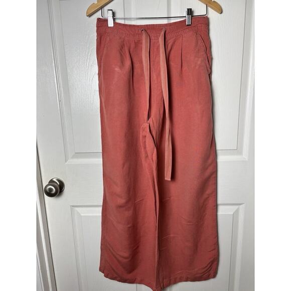 A New Day Pants M Linen Blend Terracotta Pull On Cropped Soft Girl Casual Travel - Picture 1 of 6